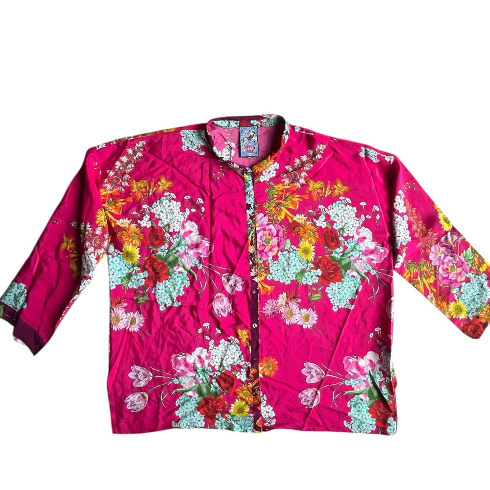 Johnny Was Seline golden bouquet silk top blouse Sz 1X